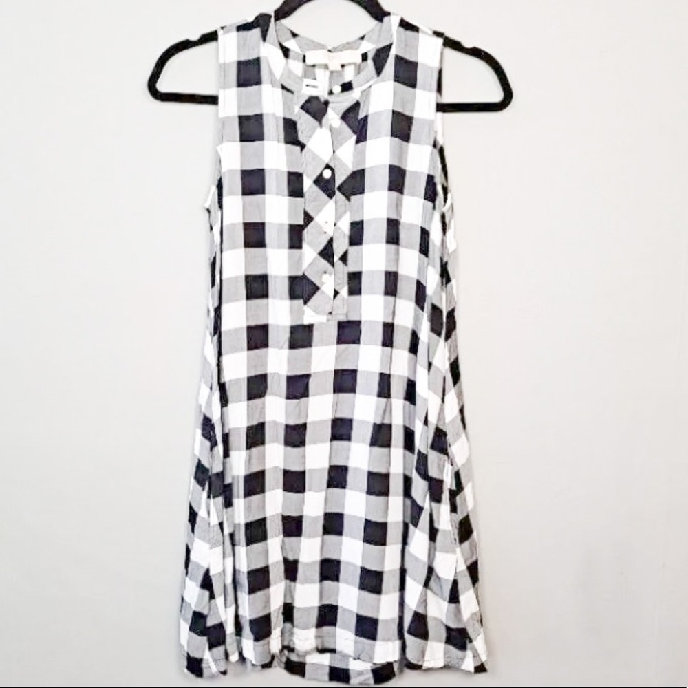 Loft- Black and White Gingham Tunic Dress